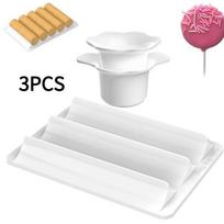 3PCS Circle Cake Pop Mold Set with Tray white cutter+tray balta