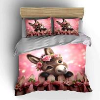 Adorable Donkey Set For Celebrations Kid'S And Adults' Bedroom Decor, Exquisite Three-Piece Bedding Set Gift (as the picture,EU Twin 135X200cm&set) brown