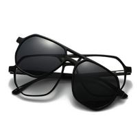 Magnetic Night Vision Polarized Glasses: Aviator Style with 5 Clip-on Lenses for Men & Women gray