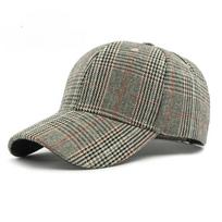 Baseball Cap Cotton Classic Checkered Snapback Hat For Men And Women British Style Hard Top Sun Protection Hat Spring Autumn Women'S 55-60cm gray