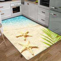 3D grindų kilimėliai Kilimėliai Virtuvė Beach Waves Runner Kilimas Virtuvė Plaunamas Neslystantis svetainės kilimas Jūrinis vonios kilimėlis sugeriantis 40x60cm 16x24 inch gray