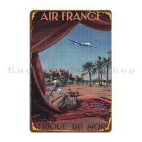 Air France Travel Poster For North Africa Metal Plaque Printing Wall Decor Club Club Garage Tin Sign Poster 20x30cm（7.8x11.8inch） gray