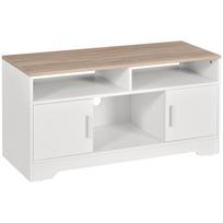 TV Stand Cabinet up to 50 , Modern TV Unit with Storage, Open Shelves and Cable Management for Living Room, Bedroom, White 105 x 40 x 52 cm