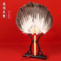 Large Traditional Household Feather Fan, Handmade Goose Feather Fan, Zhuge Liang Kongming Fan, Charcoal Stove Hand-Cranked Fan, Ancient Style Palm Domed Gray Heron pilka spalva