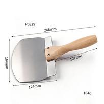 Curved Putty Knife Stainless Steel Heavy Duty Wallpaper Removal Drywall Finishing Plaster Scraper Wooden Handle Hand Tools gray