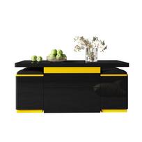 Modern black high-gloss coffee table, multifunctional, height-adjustable, foldable dining table/living room furniture, 100 x 50 x 43 cm (L x W x H) 100 x 50 x 43 cm juoda