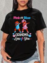 Gender Reveal Grandma Loves You Pink Blue T-shirt XXXL brown