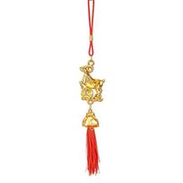 Chinese Zodiac Goat Golden Hanging Ornament Red Tassel Lucky Charm for Kid's Room Decor Birthday Gift for Goat Year People A5 beige