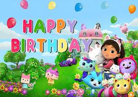 Cartoon Gabby Dollhouse Children Birthday Party Supplies Decoration Background Girl Baby Shower Pink Toy Photo Shoot Banner Prop 47.2x31.5inch/120*80cm pink