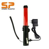 30CM Rechargeable LED Traffic Baton: Fluorescent Flashing Night Warning Tool for Firefighting Rechargeable Red AB-293R-RE black