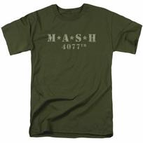 Mash Distressed Logo T Shirt Mens 4077 Licensed Classic TV Show Military Green L gray