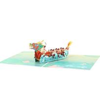 3D Pop-Up Dragon Boats Greeting Card with Envelope Fathers Day Postcards Gift 1 white