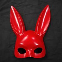 Halloween Rabbit Ears Half Mask Bright Matte Bunny Cosplay Dance Costume Party Masquerade Festival Anime Bar Nightclub Access red