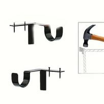 2pcs Heavy Duty Curtain Drapery Rod Brackets Home Single Hook Curtain Rod Support Holders Into Window Frame black