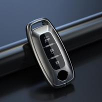 3 Buttons Smart Auto Housing Fit For Nissan X-Trail T33 Qashqai J12 Teana Altima Ariya Tpu Key Fob Cover Case Mount Key Ring gray
