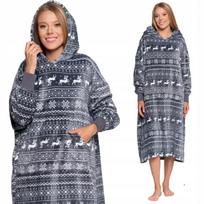 Warm Women's Blanket Sweatshirt with Hood and Pocket UniSize MORAJ black