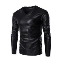 Men Shiny Gold Foil Slim Fit Short Sleeve T Shirt For Nightclub Performance M juoda