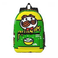 Potato Crisps Chips Pringles Print Student Backpack School Bag Hiking Travel Daypack for Boys Girls Bookbag Shoulder Bags One Size black