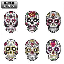 6-60PCS Colorful Sugar Skull Full Face Mask with Elastic Band Halloween Day of The Dead Cosplay Party Costume Mask Festival Prop black