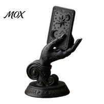 Occult Tabletop Figurine 3D Printed Mystic Hand Tarot Card Holder Statue, Gothic Witch Matte Black Resin Sculpture Palm Figurine, Dark Desktop juoda