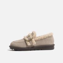 Fashion Women Loafers Fur Round Toe Clogs Platform Female Shoes Winter Creepers New Dress Rome Flock Mid-Calf Solid Snow Boots Basic Med 35 abrikosas