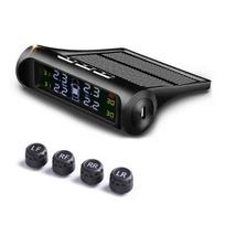 1 Set Smart Car Tire Pressure Monitoring System TPMS Solar Power Digital LCD Display USB Automotive Security Alarm Tyre Sensor black