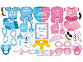 Gender Reveal Party Photo Props: Baby Style Mustache Set blue