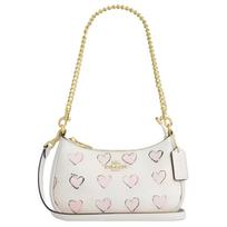 Coach Teri 19 Heart Print Gold Logo PVC Shoulder Bag Small Women shoulder bag White CBS68-IMCAH Basic Set (Bag+Dust Bag) beige