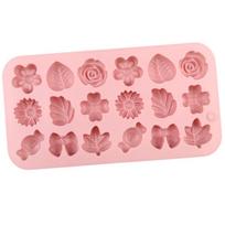 18Holes 3D Silicone Mold Daisy Tulip Flower Design Jelly Ice Pudding Soap Fondant Chocolate Cake Decorations Baking Tool Leaf 1pcs beige
