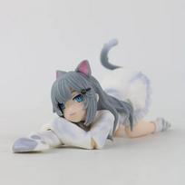 @S new Nachoneko Channel Anime Girl Figure Nachoneko Hennyano Action Figure Cute Cat Kanako Figurine Collectible Model Doll Toys gray