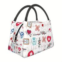Slaugytojo gyvenimas EKG širdies atspaudas Izoliuotas pietų krepšys Patvarus poliesterio šaltkrepšys Unisex Kelionė Darbas One Size white