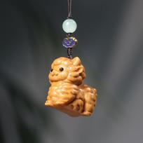 Vintage Goat Keychain Smooth Solid Wood Zodiac Charm Pendant Collectible Animal Accessory for Key Bag Decor A3 gray