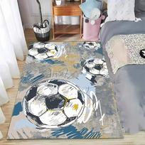 3D futbolo kamuolio tematikos kilimas Svetainės grindų kilimėlis Vaikų žaidimų zonos kilimas Paauglių kambario dekoravimo kilimėlis Vidaus įėjimo durų kilimėlis 40cmX60cm gray