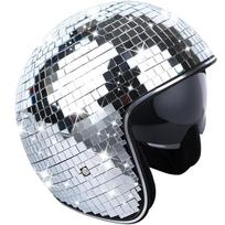 Full Reflective Design Glitter Mirror Helmet Retractable Flip Visor Helmet  Music Festivals sidabras