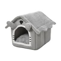 Indoor Warm Dog House Soft Pet Bed Tent House Dog Kennel Cat Bed with Removable Cushion Suitable for Small Medium Large Pets Ind (Grey,S-33x30x32cm) pilka
