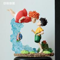 Ponyo danguje Jūros figūrėlė Raudonplaukė mergaitė Jūreivis Berniukas Kolekcionuojama statulėlė Kūrybiška dovana animacijos gerbėjams PVC dervos modelis Žaislas
