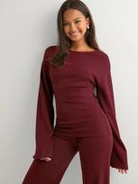 European and American autumn crew neck flared sleeve top and elastic waist straight pants set casual and suitable for daily wear S gray