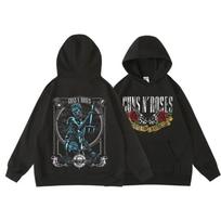 Guns N' Roses Grįžome Retro Gatvės Stiliaus Hoody Moterims Apvalus Kaklas Kišenė Megztinis Fleece Hoody Kvėpuojantis Megztinis Moteriškas Hoody S gray