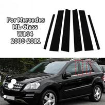 6 vnt. automobilio statramsčių apdailos lipdukai langų apdailai Mercedes ML-Class W164 2006 2007 2008 2009 2010 2011 juoda