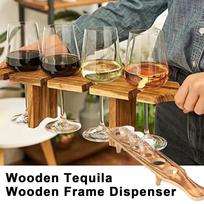 Tequilos padėklas Medinis viskio padėklas su 6 taurėmis Stiklinių taurių laikiklis Padėklas tequilai, viskiui CN gray