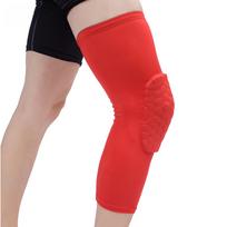 1PC Breathable Absorb Sweat Basketball Knee Pad Honeycomb Shockproof Long Leg Sleeves Knee Brace Football Athletic Knee Guard M raudona