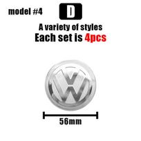 2026 Hot For VOLKSWAGEN VW 4pcs 56/60/65mm Volkswagen Car Wheel Center Cover Stickers Hub Cap For VW R Golf Touran Octavia Motio white