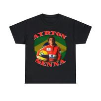 Ayrton Senna Vintage Brazilian Flag F1 Racing Oversized T-Shirt, Formula 1 Legend Graphic Tee, Unisex Casual Top S įvairiaspalvis