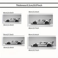 Cool Sports Car White Minimalist Large Gaming Mouse Pad Nonslip Stitched Edge Rubber Computer Laptop Keyboard Mats for Offices 300X800X2MM gray
