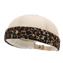 Casual Leopard Print Docker Beanie Solid Color Washed Cotton Brimless Cap Without Visor Hip Hop Hat Daily Wear black
