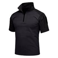 Men's Summer Short Sleeve Polo Shirt with Zipper Collar and Camouflage Print Style for Outdoor Activities L mėlyna
