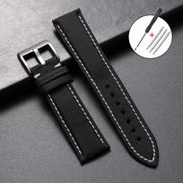 22mm 24mm Sailcloth Watch Strap Waterproof Nylon Leather Watch Band for Seiko for Omega Sports Wristband Handmade Stitching Belt 24mm juoda balta spalva