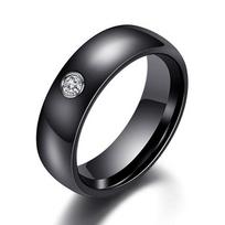 Madingi vyriški moteriški juodai balti spalvingi žiedai keraminis žiedas moterims su dideliu krištoliniu vestuvinės juostos žiedu, plotis 6 mm, dydis 6-10 dovana 8 black
