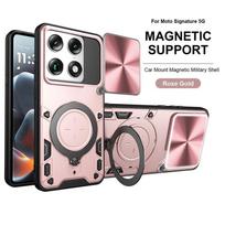 For Motorola Signature 5G Case Case Slide Lens Protector Armor Phone Cover For Moto Signature Magnet Ring Stand Shockproof Funda Motorola Signature gray