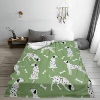 Dalmatian Woof Flannel Blanket Suitable for Sofa Bed, Soft Plush Throw with Dalmatian Puppy Print, All-Season Cozy Bedspread, Boys Girls Decor, Gift, 75X95CM gray